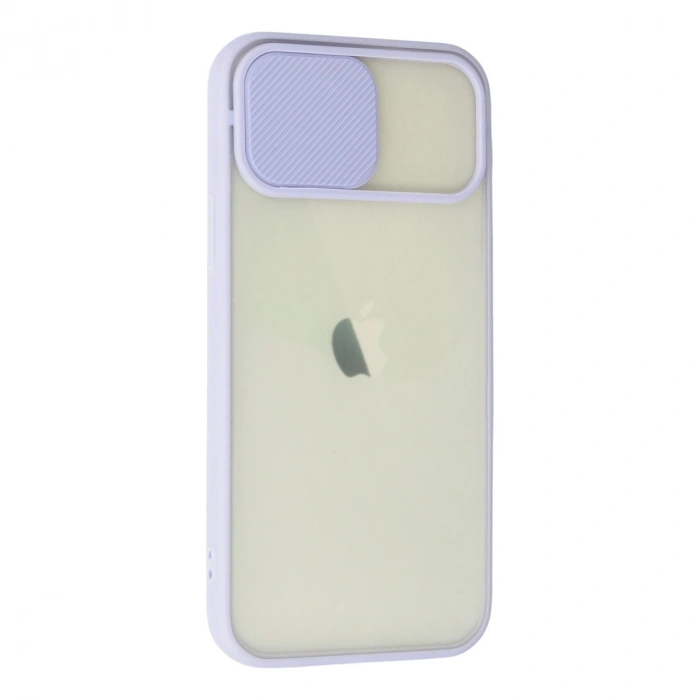 Apple İphone 12 Kılıf Palm Buzlu Kamera Sürgülü Silikon - Lila