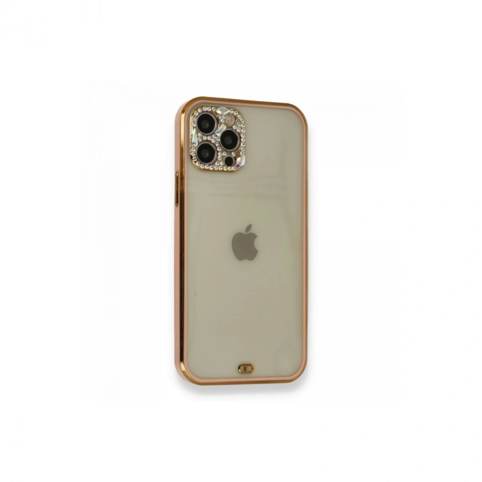 Apple İphone 12 Pro Kılıf Liva Taşlı Silikon - Pembe