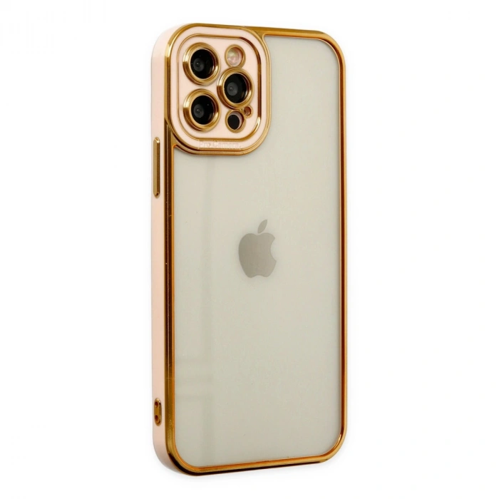 Apple İphone 12 Pro Max Kılıf Liva Lens Silikon - Rose