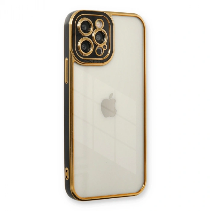 Apple İphone 12 Pro Max Kılıf Liva Lens Silikon - Siyah