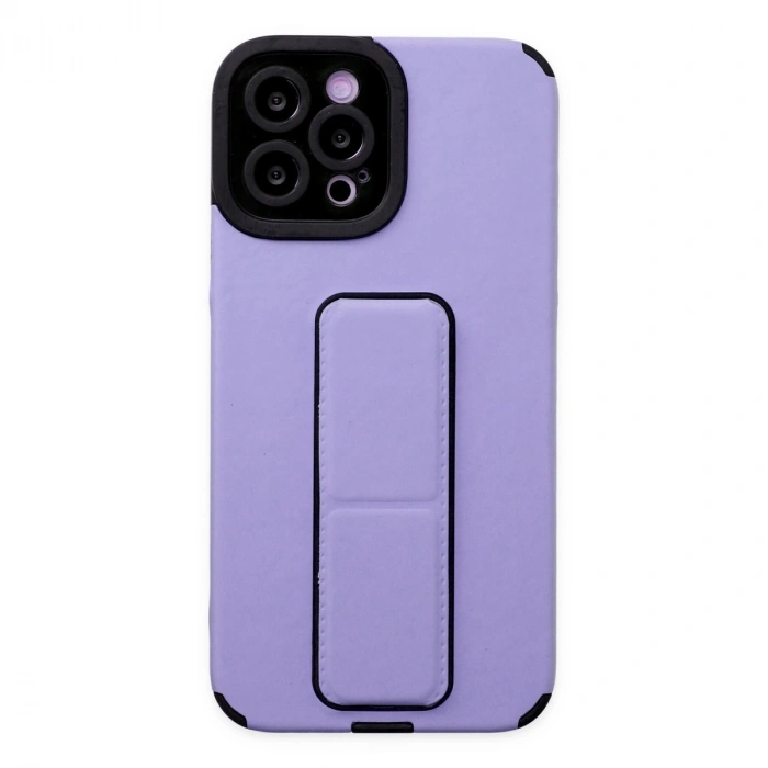 Apple İphone 12 Pro Max Kılıf Mega Standlı Silikon - Lila