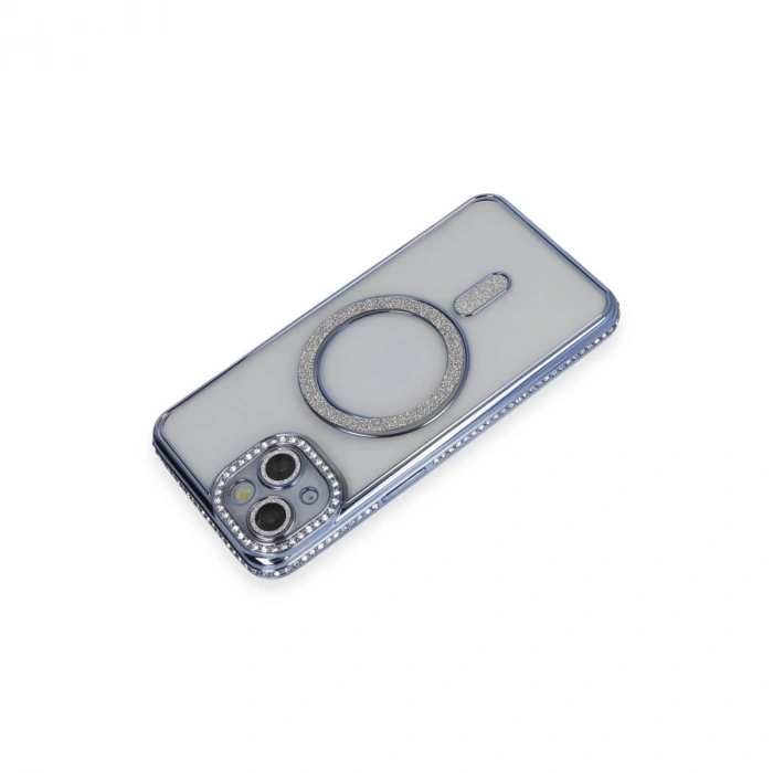 Apple İphone 13 Kılıf Joke Simli Magneticsafe Kılıf - Mavi