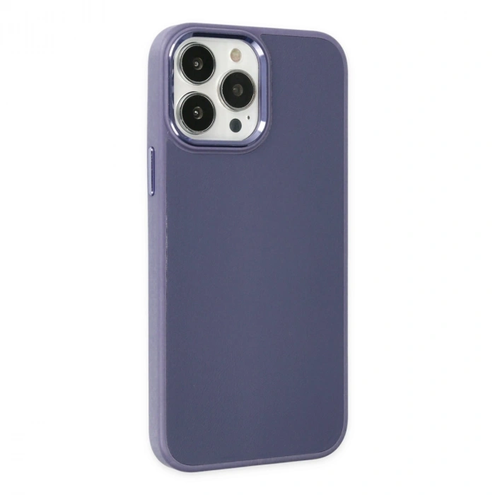 Apple İphone 13 Pro Kılıf Asya Deri Silikon - Mor