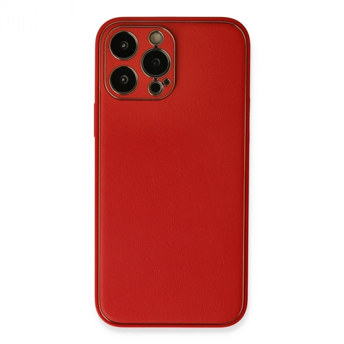 Apple İphone 13 Pro Kılıf Coco Deri Silikon Kapak - Kırmızı