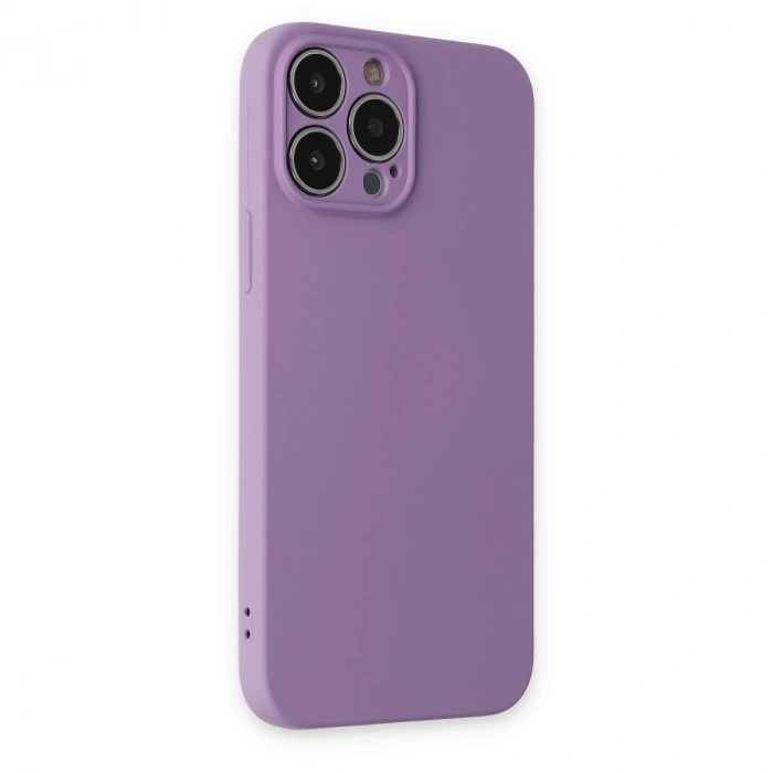 Apple İphone 13 Pro Kılıf Nano İçi Kadife Silikon - Koyu Lila
