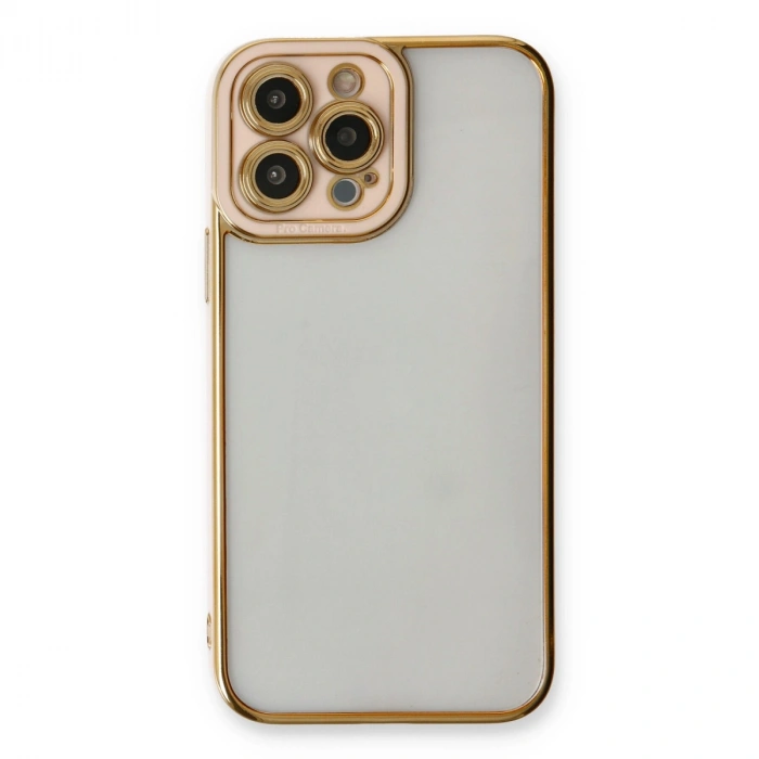 Apple İphone 13 Pro Max Kılıf Liva Lens Silikon - Pudra