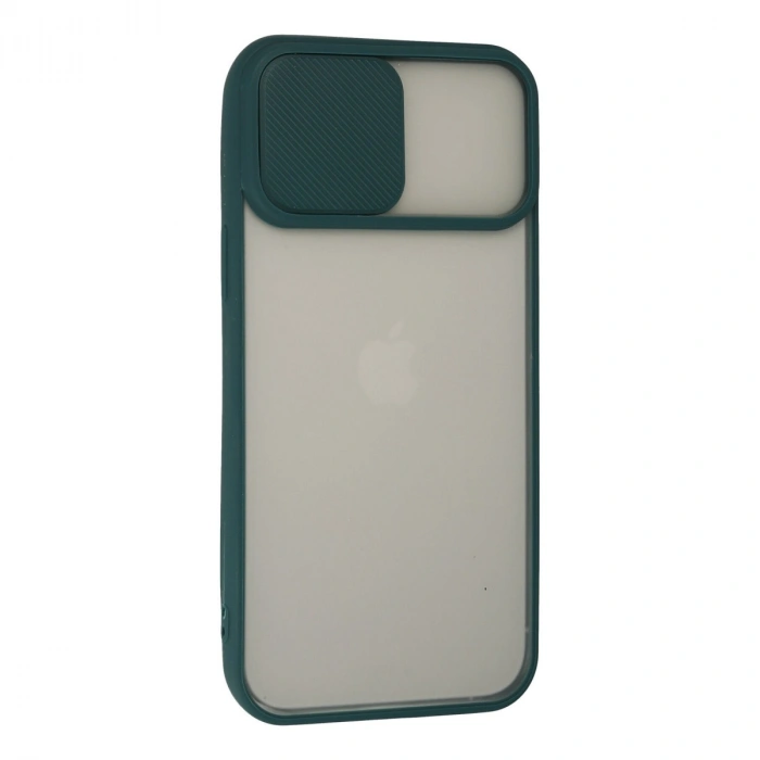 Apple İphone 13 Pro Max Kılıf Palm Buzlu Kamera Sürgülü Silikon - Yeşil