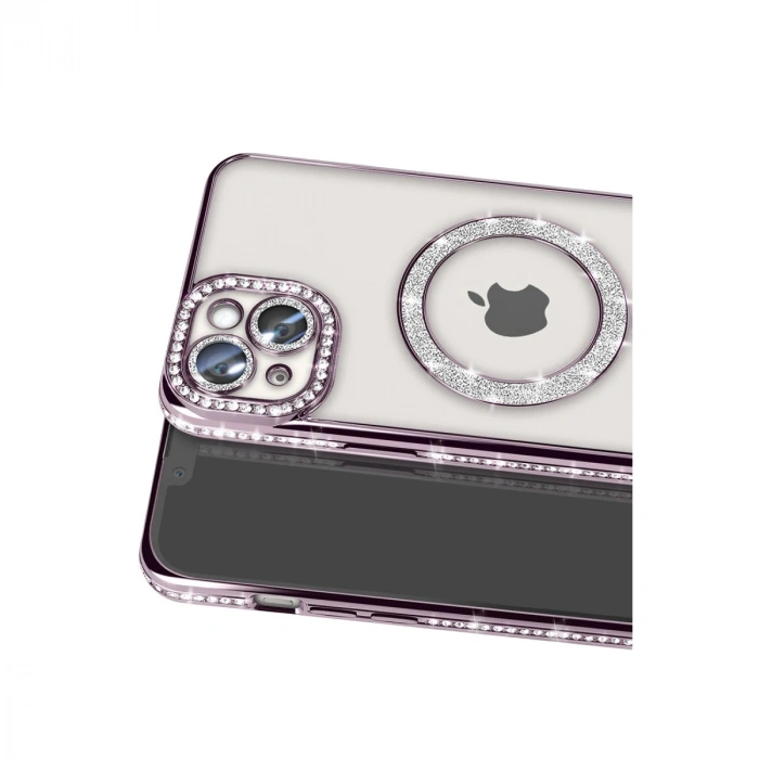Apple İphone 14 Kılıf Joke Simli Magneticsafe Kılıf - Pembe