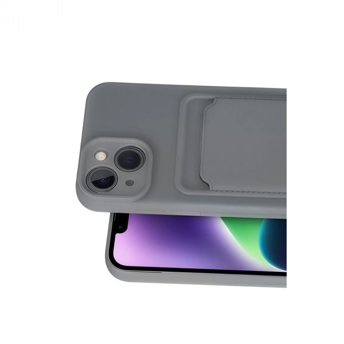 Apple İphone 14 Kılıf Kelvin Kartvizitli Silikon - Gri