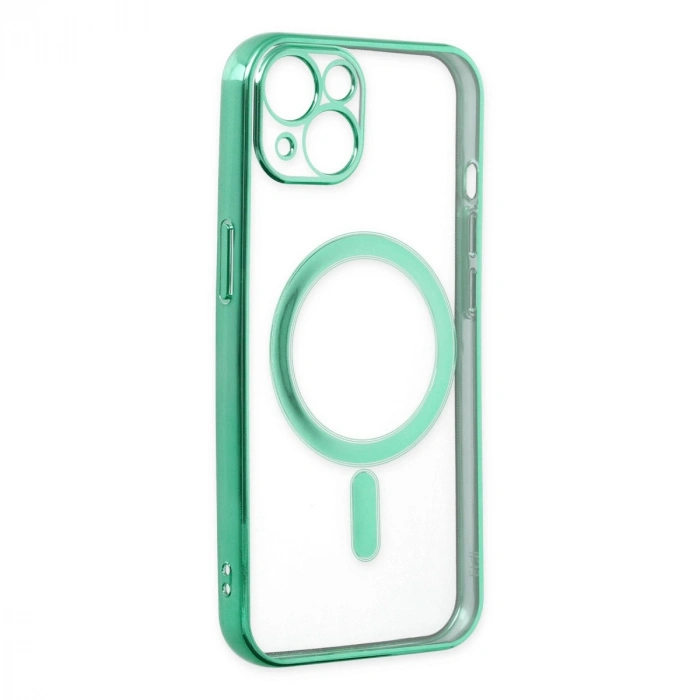 Apple İphone 14 Plus Kılıf Magneticsafe Lazer Silikon - Haki Yeşil