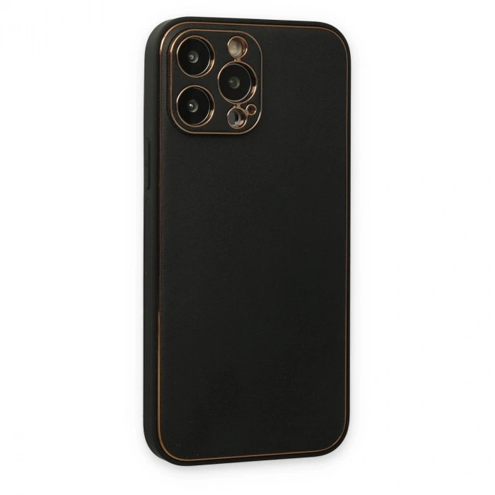 Apple İphone 14 Pro Kılıf Coco Deri Silikon Kapak - Siyah