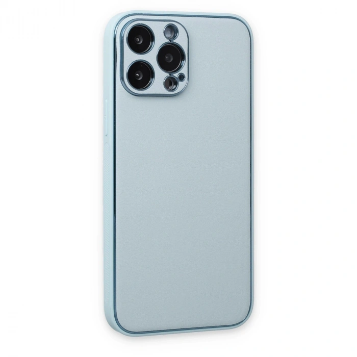 Apple İphone 14 Pro Kılıf Coco Deri Silikon Kapak - Sky Blue