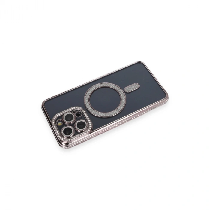 Apple İphone 14 Pro Kılıf Joke Simli Magneticsafe Kılıf - Gri