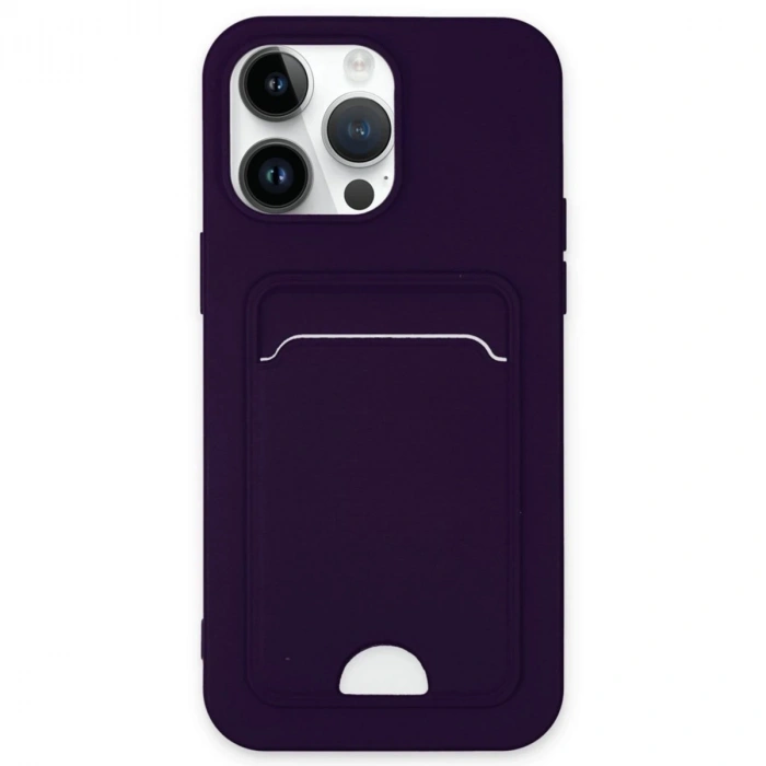 Apple İphone 14 Pro Kılıf Kelvin Kartvizitli Silikon - Derin Mor