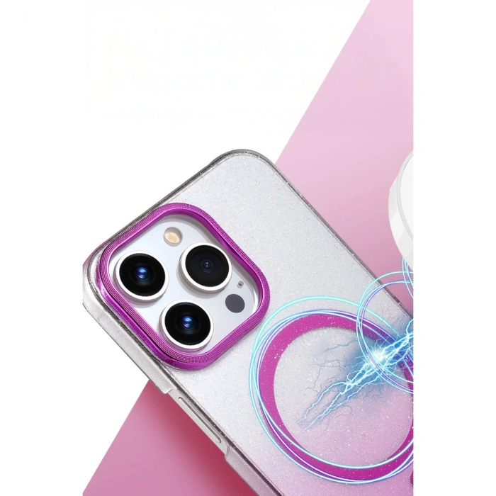 Apple İphone 14 Pro Max Glossy Magsafe Kapak - Pembe