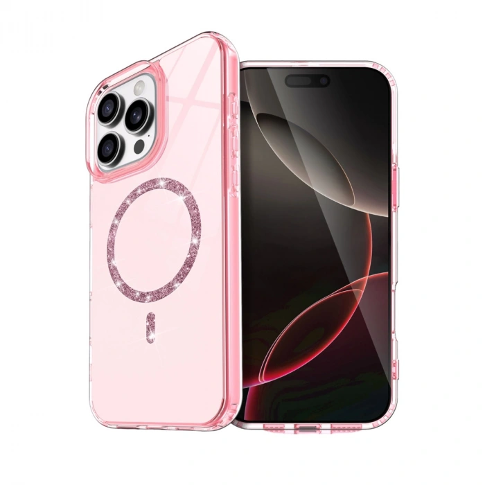 Apple İphone 14 Pro Max Live Diamond Magsafe Kapak - Pembe