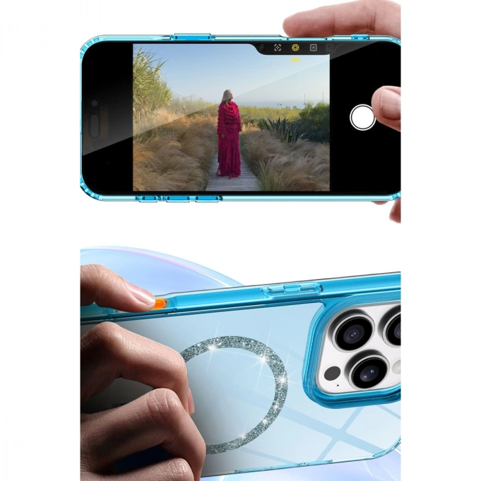 Apple İphone 14 Pro Max Live Diamond Magsafe Kapak - Pembe