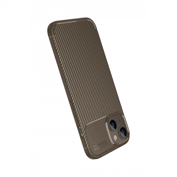 Apple İphone 15 Kılıf Auto Focus Karbon Kapak - Kahverengi