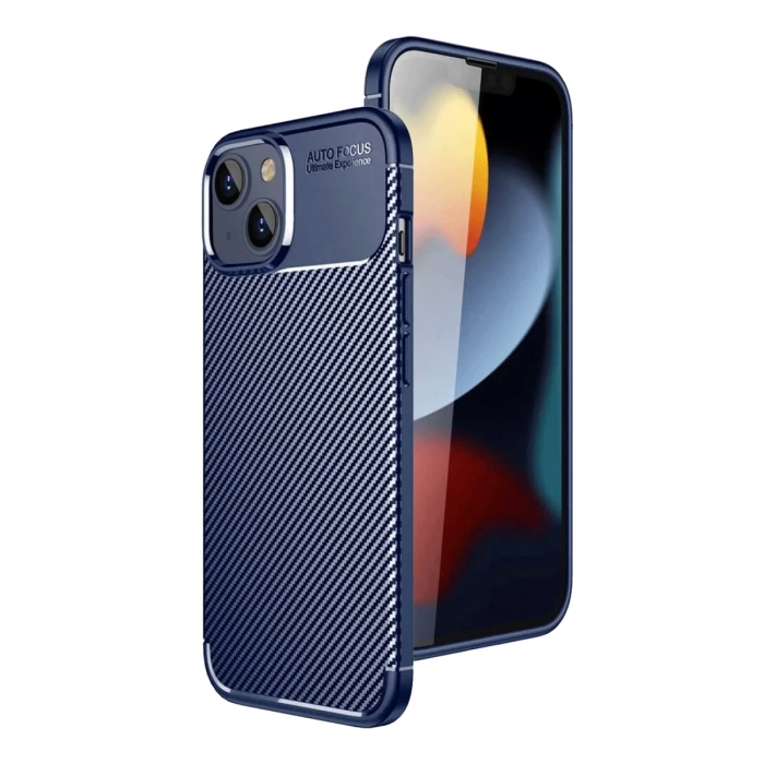 Apple İphone 15 Kılıf Auto Focus Karbon Kapak - Lacivert