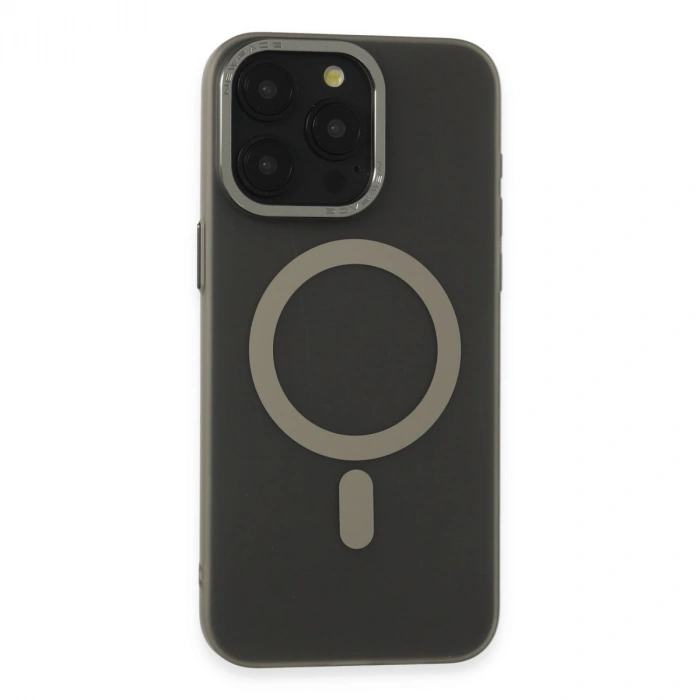 Apple İphone 15 Pro Kılıf Lodos Magneticsafe Mat Kapak - Titan Gri