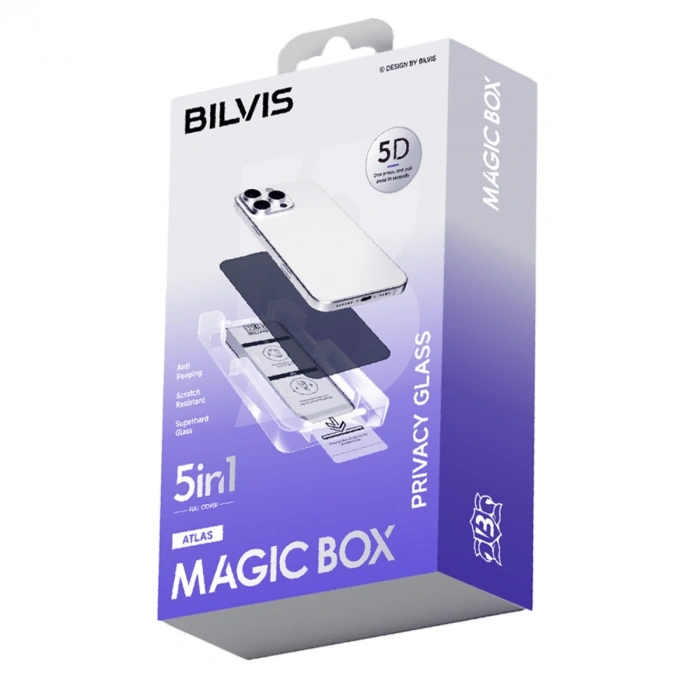 Apple İphone 15 Pro Max Bilvis 5in1 5d Magic Hayalet Cam Ekran Koruyucu - Siyah