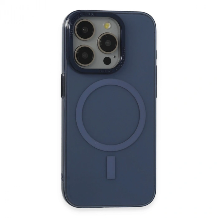 Apple İphone 15 Pro Max Kılıf Anka Pc Magneticsafe Sert Metal Kapak - Lacivert