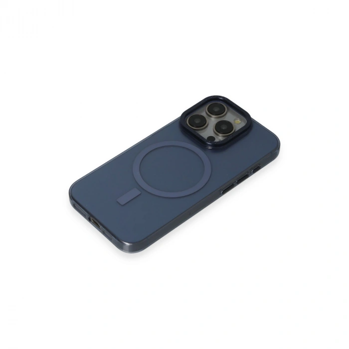 Apple İphone 15 Pro Max Kılıf Anka Pc Magneticsafe Sert Metal Kapak - Lacivert