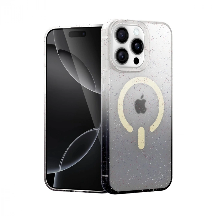 Apple İphone 15 Pro Max Pummel Shiny Magsafe Kapak - Siyah