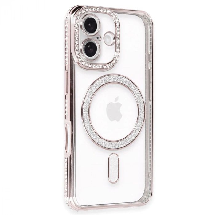 Apple İphone 16 Kılıf Joke Simli Magneticsafe Kılıf - Pembe