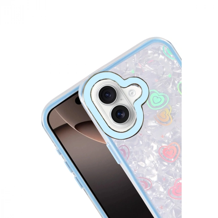 Apple İphone 16 Lumi Desenli Kapak - Mavi