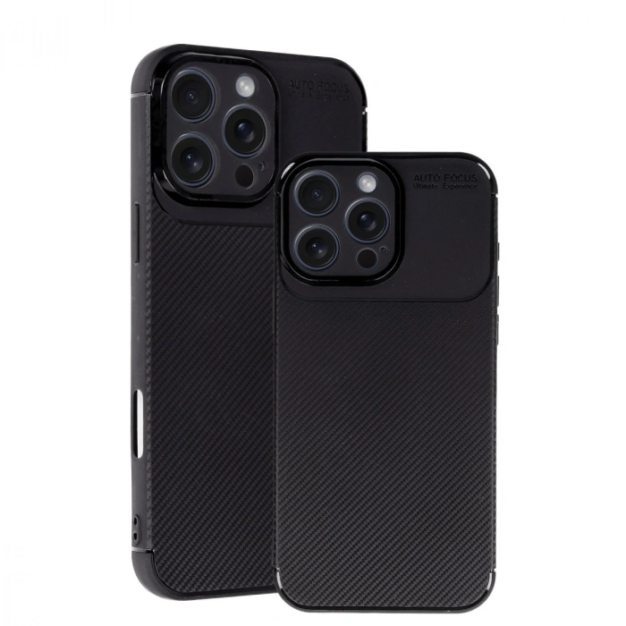 Apple İphone 16 Pro Kılıf Auto Focus Karbon Kapak - Siyah