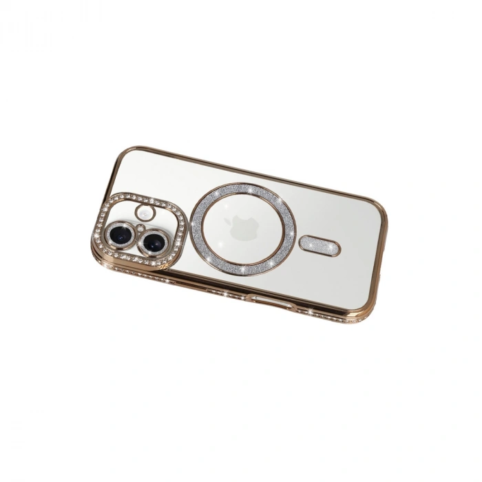 Apple İphone 17 Joke Simli Magneticsafe Kılıf - Gold