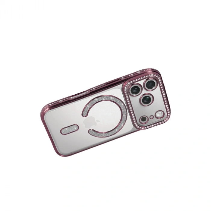 Apple İphone 17 Pro Joke Simli Magneticsafe Kılıf - Pembe