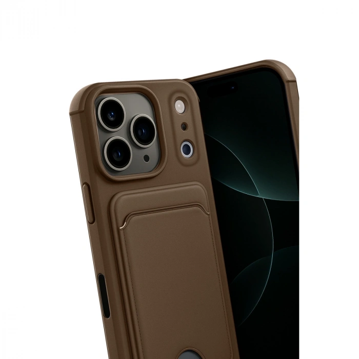 Apple İphone 17 Pro Kelvin Kartvizitli Silikon - Kahverengi