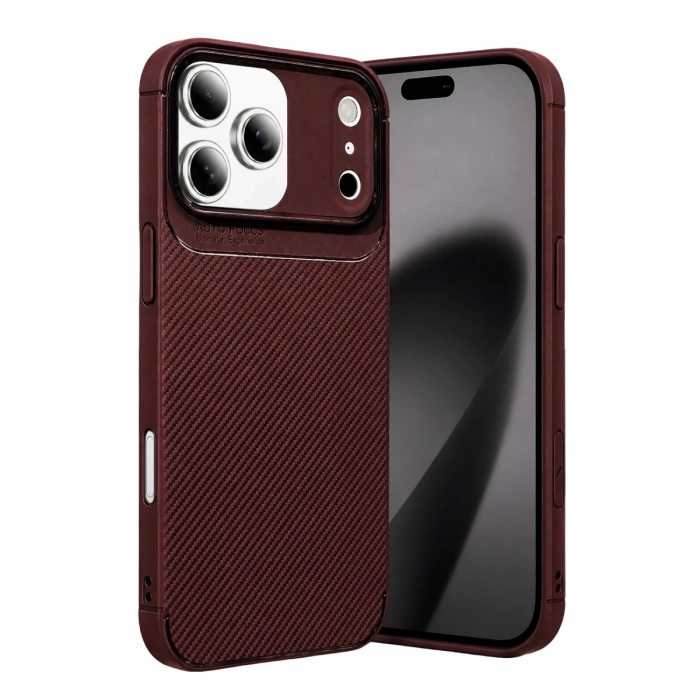 Apple İphone 17 Pro Max Auto Focus Karbon Kapak - Bordo
