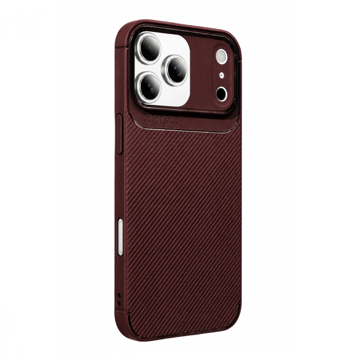 Apple İphone 17 Pro Max Auto Focus Karbon Kapak - Bordo