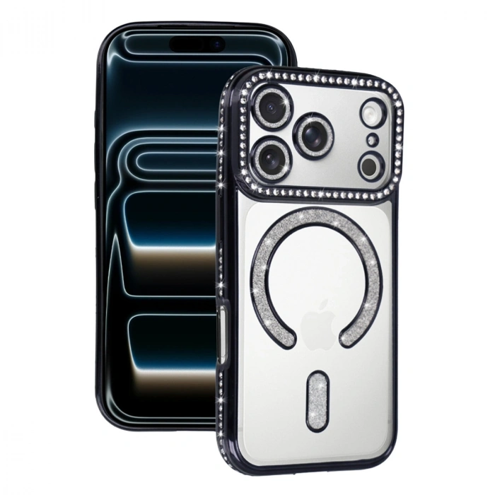 Apple İphone 17 Pro Max Joke Simli Magneticsafe Kılıf - Siyah