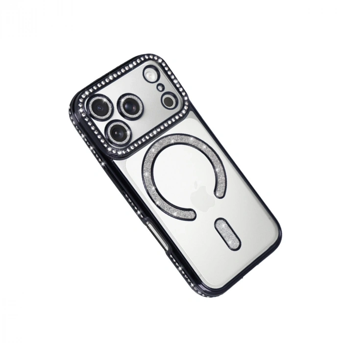 Apple İphone 17 Pro Max Joke Simli Magneticsafe Kılıf - Siyah