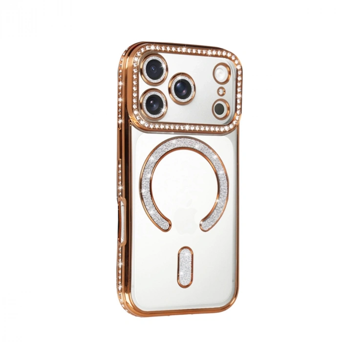 Apple İphone 17 Pro Max Joke Simli Magneticsafe Kılıf - Turuncu