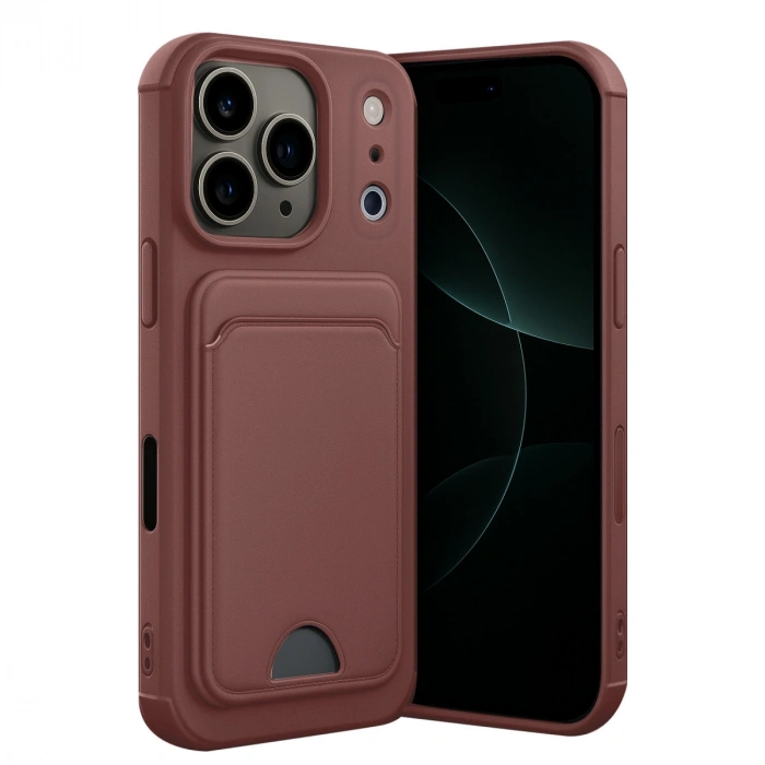 Apple İphone 17 Pro Max Kelvin Kartvizitli Silikon - Bordo