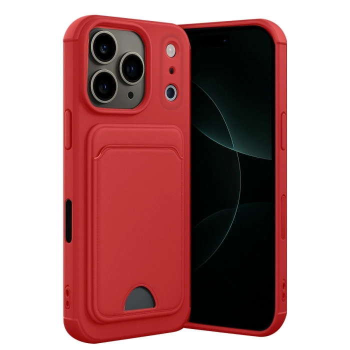 Apple İphone 17 Pro Max Kelvin Kartvizitli Silikon - Kırmızı