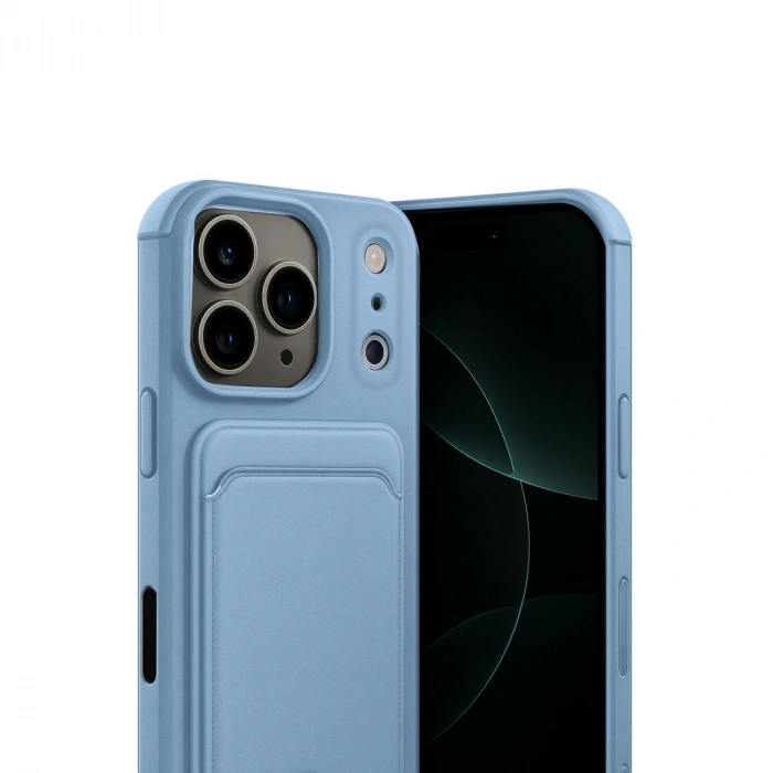 Apple İphone 17 Pro Max Kelvin Kartvizitli Silikon - Mavi