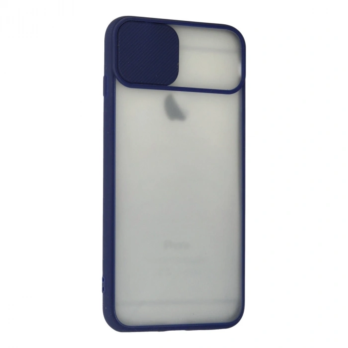 Apple İphone 6 Plus Kılıf Palm Buzlu Kamera Sürgülü Silikon - Lacivert