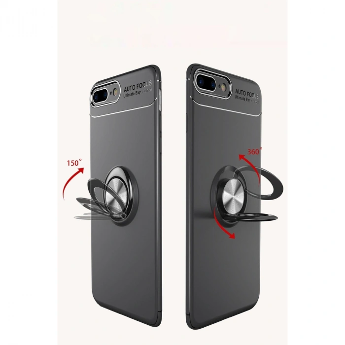Apple İphone 7 Plus Kılıf Range Yüzüklü Silikon - Kırmızı