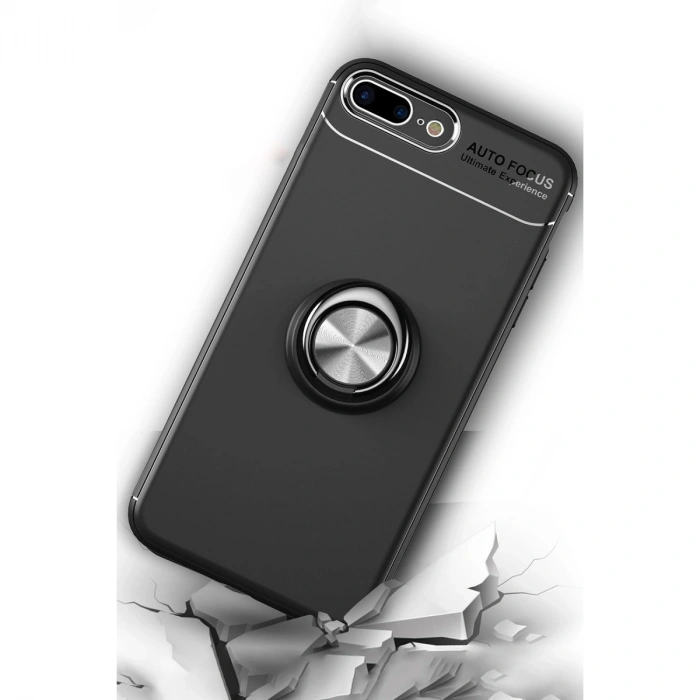 Apple İphone 7 Plus Kılıf Range Yüzüklü Silikon - Kırmızı