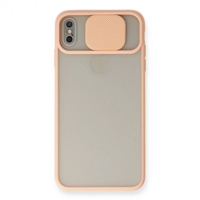 Apple İphone X Kılıf Palm Buzlu Kamera Sürgülü Silikon - Pembe