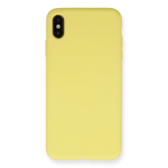 Apple İphone Xs Max Kılıf Nano İçi Kadife Silikon - Mat Sarı