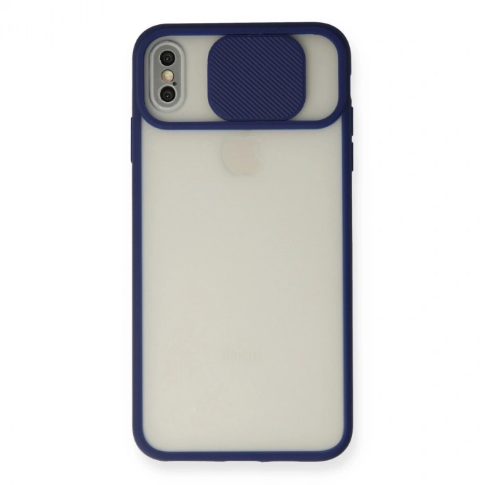 Apple İphone Xs Max Kılıf Palm Buzlu Kamera Sürgülü Silikon - Lacivert