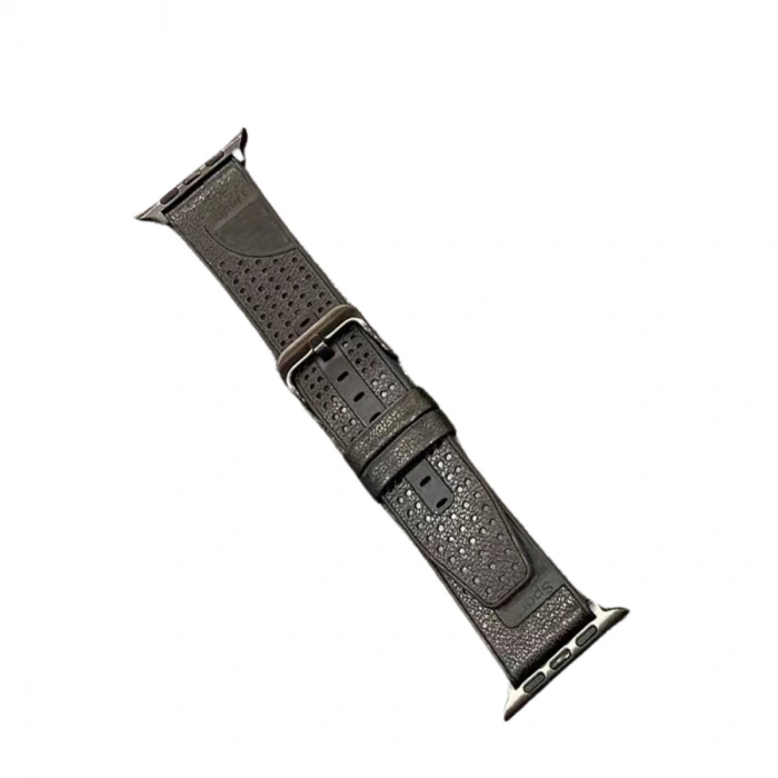 Apple Watch 45mm Buff Deri Kordon (saat Değildir) - Siyah