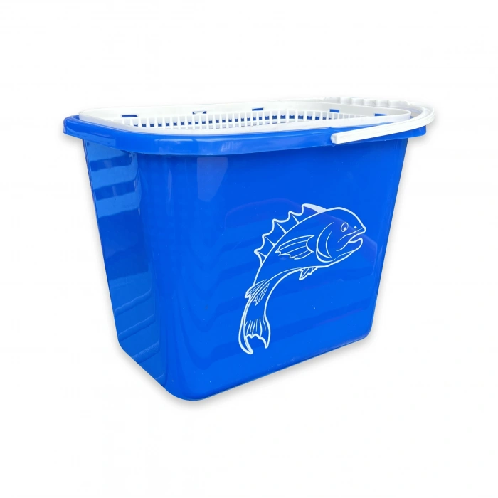 Balıkçı Kovası - 15 lt - Fishack - Süzgeçli - Mavi (Kod 179)